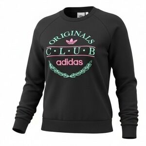 XS Rare Adidas Originals Retro Sports Resort Club‎ Sweatshirt Black Crewneck